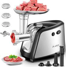 Load image into Gallery viewer, AOBOSI 4-in-1 Meat Grinder Electric Meat Grinder with 4 Stainless Steel Cutting Plates, 1 Kubbe and 3 Sausage Filling Tubes, Motor [3000w Max], Mincer with 2 Blades.