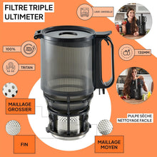 Load image into Gallery viewer, Slow Chewing, Slow Juicer, Fresh and Healthy Juice, Sorbet, Ice Cream, Mouth 75 mm, BPA Free, 240 Watts, Cold Pressure, Stainless Steel Black Fridja f1900