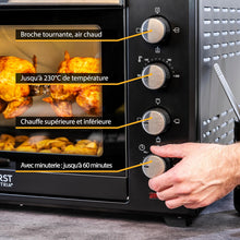 Load image into Gallery viewer, TZS First Austria Mini-four 60 l I 2000 W I Convection + Rôtisserie I 4 éléments chauffants I Plage de température jusqu'à 230 °C I Minuterie 60 min I Inox I Noir