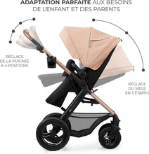 Load image into Gallery viewer, Kinderkraft MOOV2 Poussette 3 en 1, Système de voyage de la naissance à 27 kg, Siège auto Mink PRO I-Size inclus, Capote extensible avec filtre UPF50+, Accessoires pratiques, Gris