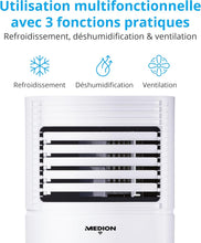 Load image into Gallery viewer, MEDION Smart Climatiseur Mobile P1002 (10000 BTU, 3-en-1, Refroidir, Déshumidification, Ventilation, jusqu'à 34m², kit de joint de fenêtre, mode sommeil, contrôle Wifi, Télécommande, Écran, MD 37733)