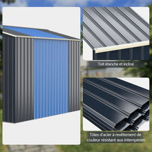 Load image into Gallery viewer, Abri de Jardin en Métal &amp; Extension 10.85㎡ avec 2 Portes Coulissantes Verrouillables 4 Trous d’Aération Gris pour Vélo