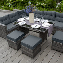 Load image into Gallery viewer, Salon de Jardin 9 personnes &amp; Coffre de Rangement en Rotin – Gris Jardi