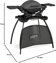 Load image into Gallery viewer, Weber Q1400 Barbecue électrique avec support, surface de cuisson 43 x 32 cm, nomade, grille en fonte émaillée divisée en 2 parties, couvercle et cuve en fonte d'aluminium - Gris foncé (52020853)
