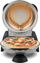 Load image into Gallery viewer, G3 Ferrari G10006 Pizza Express Delizia, 1200 W Pizza Oven, Adjustable Thermostat up to 400°C, Cooks Tasty Pizza in 5 Minutes, Double Resistance, Recipe Book and Spatulas Included - Black