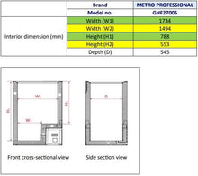 Load image into Gallery viewer, METRO Professional Congélateur bahut GHF2700S, acier, 188 x 73.5 x 94.5 cm, 700 L, 125 W, 3 paniers, éclairage LED, avec serrure, blanc/gris