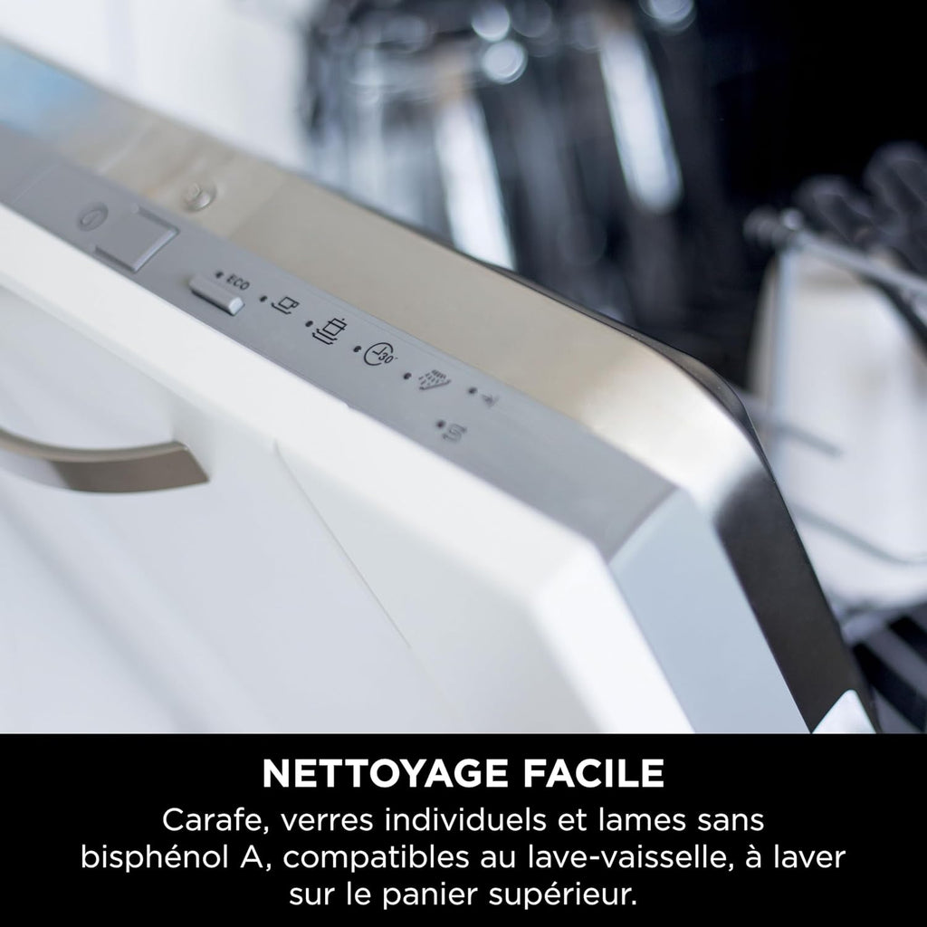 Ninja Detect Power Blender Processor Pro 3-en-1, mixeur 1200W, bol à mélanger, lame malaxeur, gobelet individuel, récipient, pétrir, mixer, hacher et mélanger, noir, TB401EU