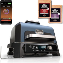 Load image into Gallery viewer, Ninja Woodfire Barbecue électrique et fumoir Pro XL avec thermomètre, barbecue et Air fryer d'extérieur 4-en-1 avec système Smart Cook et granulés Woodfire, portatif, gris/noir, OG850EU