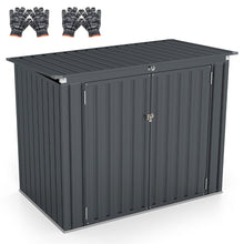 Load image into Gallery viewer, Abri de Stockage en Métal Galvanisé pour Poubelles Extérieur Abri de Jardin Verrouillable avec Toit Ouvert 2 Portes 172X95,5X130CM Gris