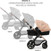 Load image into Gallery viewer, Kinderkraft MOOV2 Poussette 3 en 1, Système de voyage de la naissance à 27 kg, Siège auto Mink PRO I-Size inclus, Capote extensible avec filtre UPF50+, Accessoires pratiques, Gris