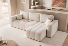 Load image into Gallery viewer, GREKPOL Canapé d'angle Convertible 145x248 à Gauche ou à Droite - Canapé 3 Places Convertible Beige avec Espace de Rangement