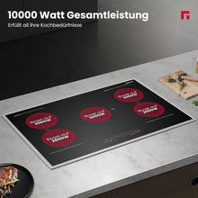 Load image into Gallery viewer, GASLAND IH905BFB Plaque de Cuisson Induction encastrable 90 cm, 5 foyers avec cadre en inox, zone spéciale BBQ, PowerBoost, 10000W (Poêle non incluse)