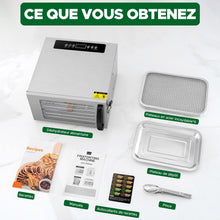 Load image into Gallery viewer, Kwasyo Food Dehydrator, 10 Trays • Desiccator with Timer (24H) • Fruit and Vegetable Dehydrator Adjustable Temperature (30 to 90°C) + 1 x Recipe Book