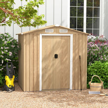 Load image into Gallery viewer, Abri de Jardin 2.3㎡ en Acier Galvanisé Anti-UV 196x142x186cm Cabane de Jardin Exterieur 3.7m³ avec Porte Coulissante Rampe Naturel