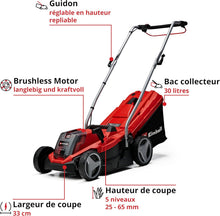 Load image into Gallery viewer, Einhell Tondeuse à gazon sans fil GE-CM 18/33 Li Kit Power X-Change (18V, Largeur de Coupe 33cm, Surface conseillée 200 m²) Livré avec Batterie 4,0 Ah et Chargeur