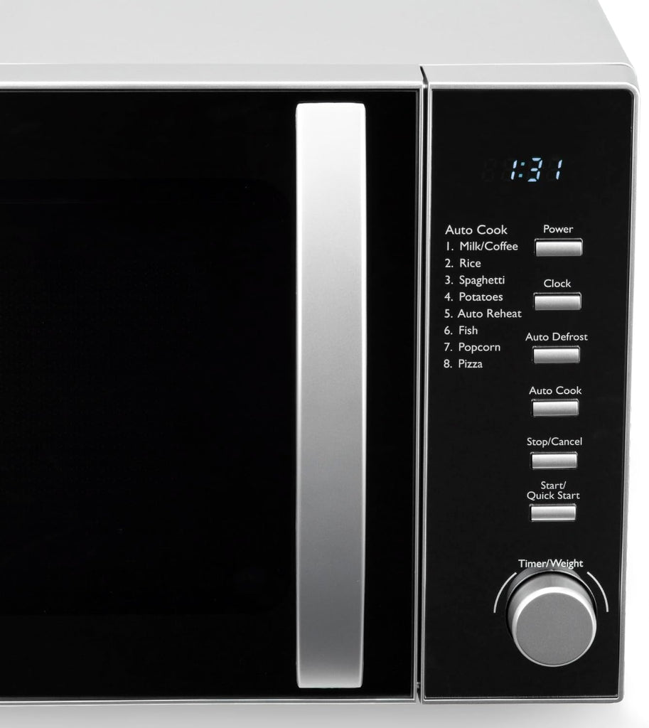 H.Koenig Four à Micro-ondes Compact Digital 20L VIO2, 700W, Plateau tournant 24,5cm, Multifonction Programmable 6 niveaux de chauffe, Décongélation et Express, Minuterie 60min, Effet mirroir noir