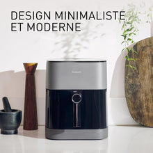 Load image into Gallery viewer, Panasonic NF-CC500SXE AirFryer Friteuse sans huile avec Hublot, 5L, 80-200°C, Minuterie Numérique et Écran LCD, Vapeur Douce, 11 Préréglages, Nettoyage Facile, Gris Mat
