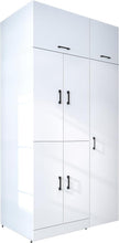 Load image into Gallery viewer, ROOMART Dora - Armoire de machine à laver - Pour sèche-linge et machine à laver - En 4 couleurs - Avec portes et panneau coulissant - Blanc - Chêne blanc - Chêne anthracite - Chêne blanc (chêne blanc)