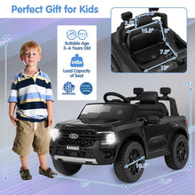 Load image into Gallery viewer, 12V Licensed Ford Ranger Kids Ride on Car, Battery Powered Electric Vehicle Toy Car w/ Remote Control, Storage Basket, Music