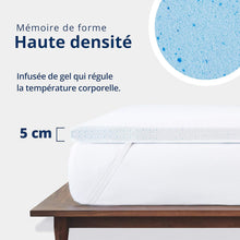 Load image into Gallery viewer, ViscoSoft - Surmatelas 160 x 200 Gel, Surmatelas Rafraichissant Memoire de Forme 5cm, Effet Frais et Relaxant, Housse Bambou Lavable &amp; Amovible, Surmatelas Gel Confort Moelleux (160 x 200 x 5 cm)