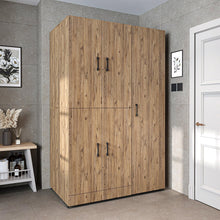 Load image into Gallery viewer, ROOMART Dora - Armoire de machine à laver - Pour sèche-linge et machine à laver - En 4 couleurs - Avec portes et panneau coulissant - Blanc - Chêne blanc - Chêne anthracite - Chêne blanc (chêne blanc)
