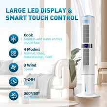 Load image into Gallery viewer, Climatiseur Mobile Silencieux Rafraîchisseur d'air avec Humidificateur, Ventilateur, 2 Sortie d'air, 360°Oscillation, 65W, 24H Minuteries, 3 Vitesses, 4 Modes,Télécommande pour Chambre Bureau