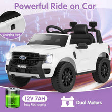 Load image into Gallery viewer, 12V Licensed Ford Ranger Kids Ride on Car, Battery Powered Electric Vehicle Toy Car w/ Remote Control, Storage Basket, Music