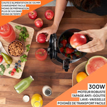 Load image into Gallery viewer, Slow Chewing, Slow Juicer, Fresh and Healthy Juice, Sorbet, Ice Cream, Mouth 75 mm, BPA Free, 240 Watts, Cold Pressure, Stainless Steel Black Fridja f1900