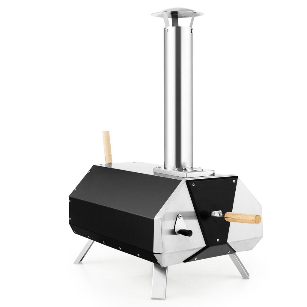Four  Pizza Extrieur en Acier Inoxydable avec Pierre  Pizza de 30,5cm Four  Bois pour Pizza avec Pelle Pare-feu Pieds Pliables -