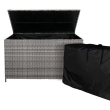 Load image into Gallery viewer, Salon de Jardin 9 personnes &amp; Coffre de Rangement en Rotin – Gris Jardi