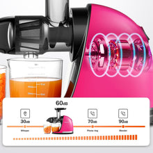 Load image into Gallery viewer, AMZCHEF Extracteur Jus - Extracteur de Jus de Fruits et Légumes - Presses-agrumes à Froid sans BPA avec 2 Tasses et Brosse - Fonction de Mastication Inversée pour Éviter les Blocages - Argent