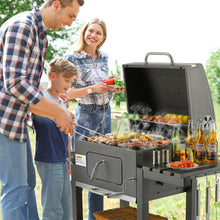 Load image into Gallery viewer, Barbecue Charbon de Bois XL, Chariot à Barbecue, Grill XL à Charbon avec Couvercle, Roues et Thermomètre, Réglable en Hauteur, Grand Barbecue au Charbon de Bois, pour Camping et Jardin, Noir