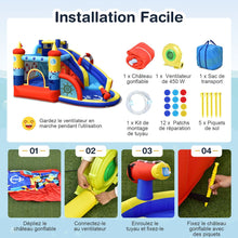 Load image into Gallery viewer, Château Gonflable Style Bateau avec Toboggan Incurvé Zone de Saut Mur d'Escalade avec Gonfleur 450 W