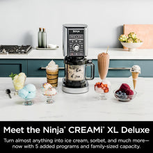 Load image into Gallery viewer, Ninja CREAMi Deluxe Ice Cream &amp; Frozen Treat Maker for Ice Cream, Sorbet, Milkshakes, Frozen Yogurt, &amp; More, 11-in-1, XL Capacity, Silver, Includes (2) Family-Sized 24 oz. Tubs, NC501