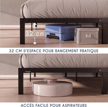 Load image into Gallery viewer, Dreamzie Cadre de Lit 160x200 avec Sommier - Sommier 160x200 avec Pieds - Hauteur de 35 cm - Structure Solide, Assemblage Facile et Espace de Rangement