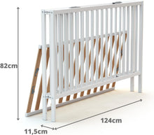 Load image into Gallery viewer, WEBABY - Lit bébé pliant 60x120cm Blanc | Bois massif | Dès la naissance |Confort de sommeil | Sommier à lattes | Compact | Transportable | Pliable |Gain de place | Lit de voyage