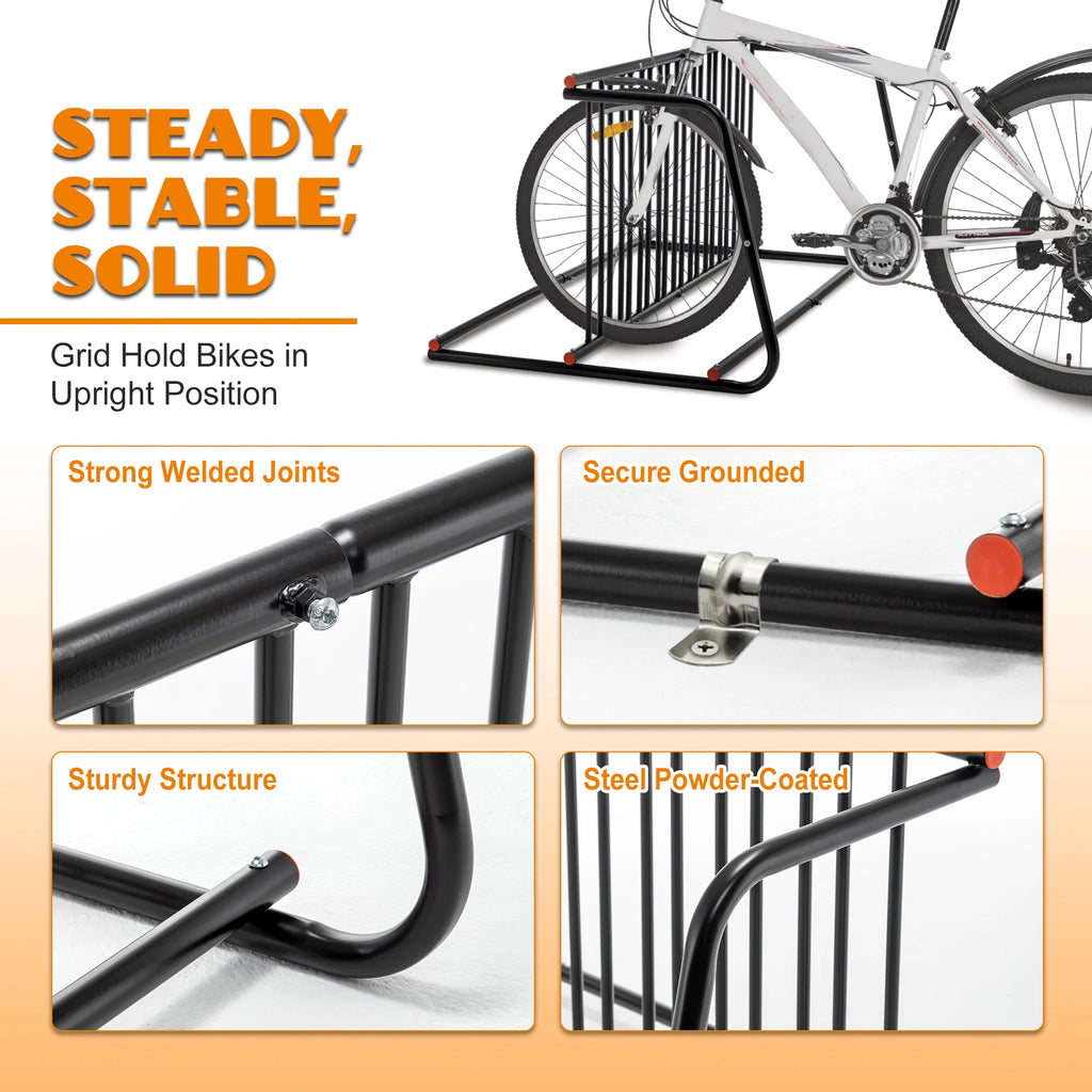 AECOJOY Commercial Floor Bike Rack Stand, 10-Bike Capacity Dual Sided Bicycle Storage Stand Floor Parking Stand