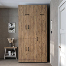 Load image into Gallery viewer, ROOMART Dora - Armoire de machine à laver - Pour sèche-linge et machine à laver - En 4 couleurs - Avec portes et panneau coulissant - Blanc - Chêne blanc - Chêne anthracite - Chêne blanc (chêne blanc)