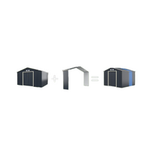 Load image into Gallery viewer, Abri de Jardin en Métal &amp; Extension 10.85㎡ avec 2 Portes Coulissantes Verrouillables 4 Trous d’Aération Gris pour Vélo