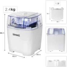 Load image into Gallery viewer, Duronic IM540 Machine à glace et sorbetière électrique Cuve amovible en inox de 1,5 litres Turbine idéale pour créer des glaces sorbets yaourts glacés crèmes glacée et desserts faits maison
