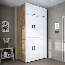 Load image into Gallery viewer, ROOMART Dora - Armoire de machine à laver - Pour sèche-linge et machine à laver - En 4 couleurs - Avec portes et panneau coulissant - Blanc - Chêne blanc - Chêne anthracite - Chêne blanc (chêne blanc)