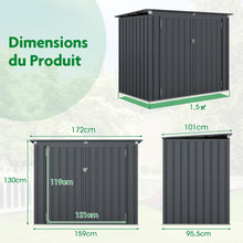 Load image into Gallery viewer, Abri de Stockage en Métal Galvanisé pour Poubelles Extérieur Abri de Jardin Verrouillable avec Toit Ouvert 2 Portes 172X95,5X130CM Gris