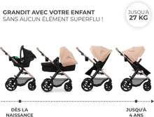 Load image into Gallery viewer, Kinderkraft MOOV2 Poussette 3 en 1, Système de voyage de la naissance à 27 kg, Siège auto Mink PRO I-Size inclus, Capote extensible avec filtre UPF50+, Accessoires pratiques, Gris