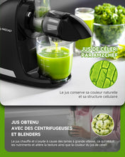 Load image into Gallery viewer, AMZCHEF Extracteur Jus - Extracteur de Jus de Fruits et Légumes - Presses-agrumes à Froid sans BPA avec 2 Tasses et Brosse - Fonction de Mastication Inversée pour Éviter les Blocages - Argent