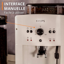 Load image into Gallery viewer, Krups Machine à café grain, 1,7 L, 2 tasses en simultané, Nettoyage automatique, Buse vapeur pour Cappuccino, Cafetière espresso, Essential noire YY8125FD, Noir