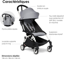 Load image into Gallery viewer, Poussette BABYZEN YOYO2 6+ (Cadre noir + pack couleur Aqua) - Comprend un harnais, un dossier, des arceaux de capote, une bandoulière, un coussin d’assise, et une capote assortie