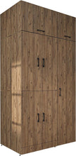 Load image into Gallery viewer, ROOMART Dora - Armoire de machine à laver - Pour sèche-linge et machine à laver - En 4 couleurs - Avec portes et panneau coulissant - Blanc - Chêne blanc - Chêne anthracite - Chêne blanc (chêne blanc)