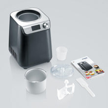 Load image into Gallery viewer, SEVERIN Sorbetière 2-en-1 Compacte 135 W, Sorbetière électrique et yaourtière d'une capacité 1,2 L, Machine à glace avec livre de recettes, noir, EZ 7407