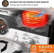 Load image into Gallery viewer, Krups Virtuoso+, Machine expresso, Machine a cafe à pompe, expresso machine a cafe moulu ou dosettes, 15 bars, Inox, Buse vapeur, Espresso et cappuccino, XP444G10
