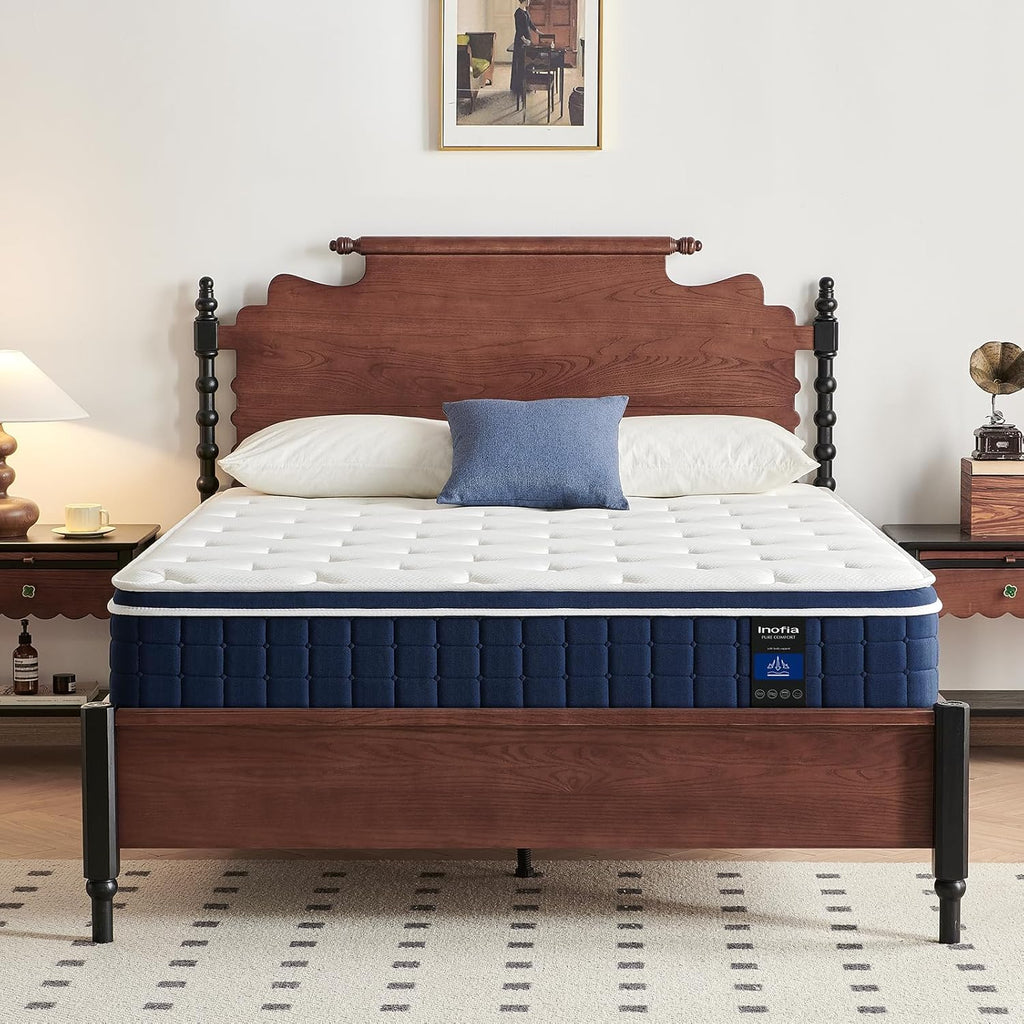 Inofia Ace Hybrid Firm Mattress 140 x 200 cm H4 Firm Mattress with Breathable Memory Foam and Independent Bagged Springs, 7 Ergonomic Zones, Extra Comfort for Adults and Children